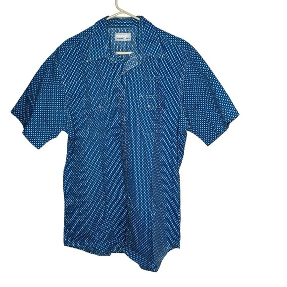 Wrangler Cotton Pearl Snap Western Short Sleeve Work Shirt Mens L/XL? Blue - Picture 1 of 4